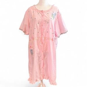 Pink Floral Embroidered Nightgown